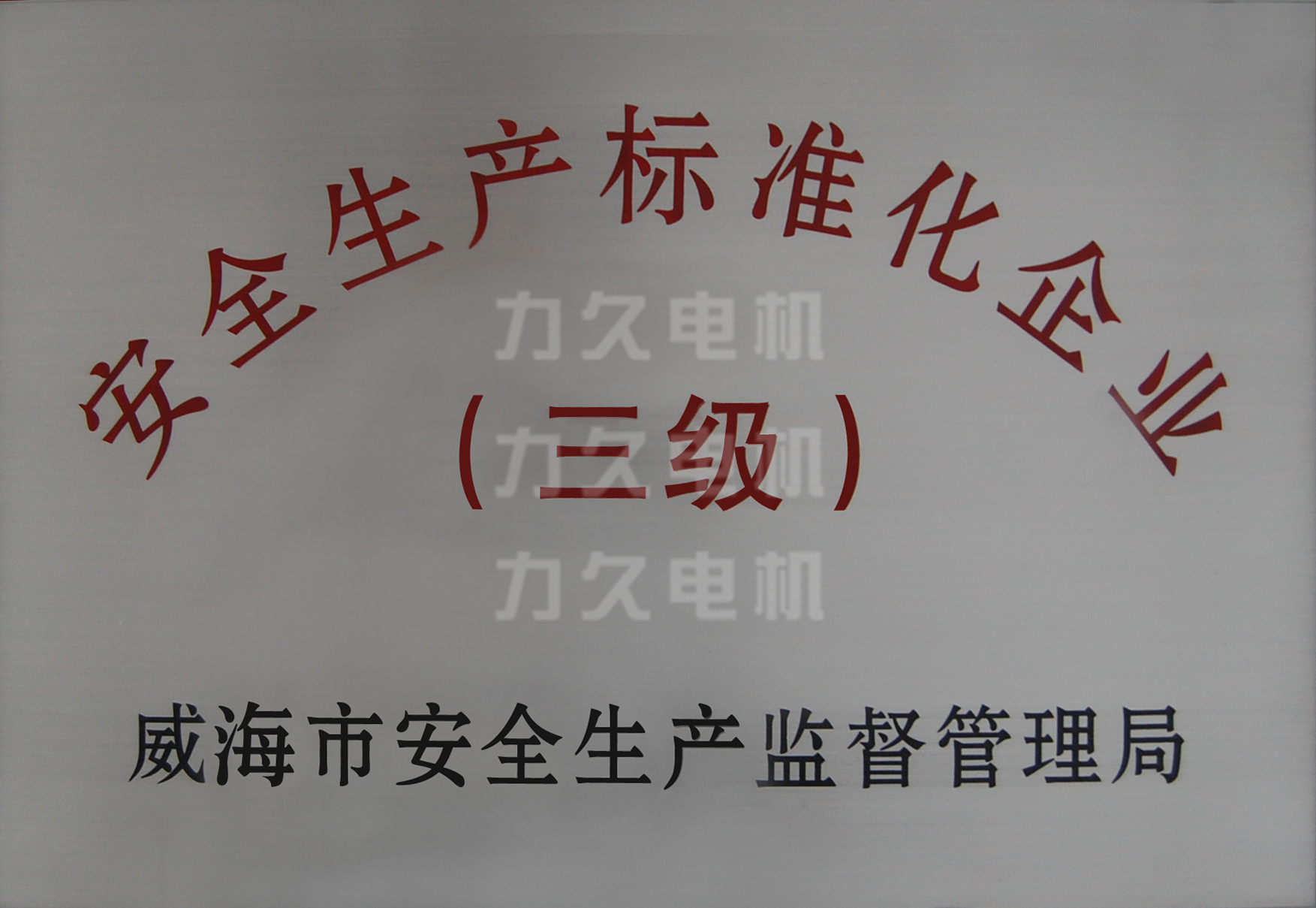 力久電機(jī)安全生產(chǎn)三級(jí)企業(yè)